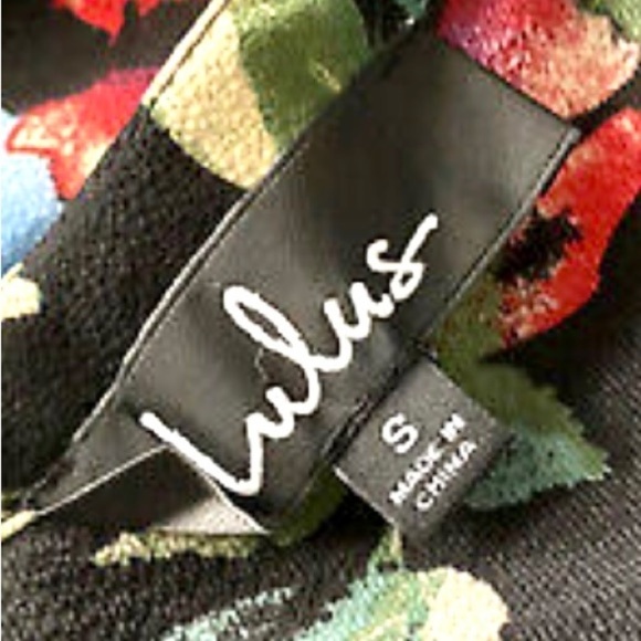 New LULU’S Beloved Blooms Black Floral Print Long Sleeve Midi Dress Size S - Picture 9 of 10